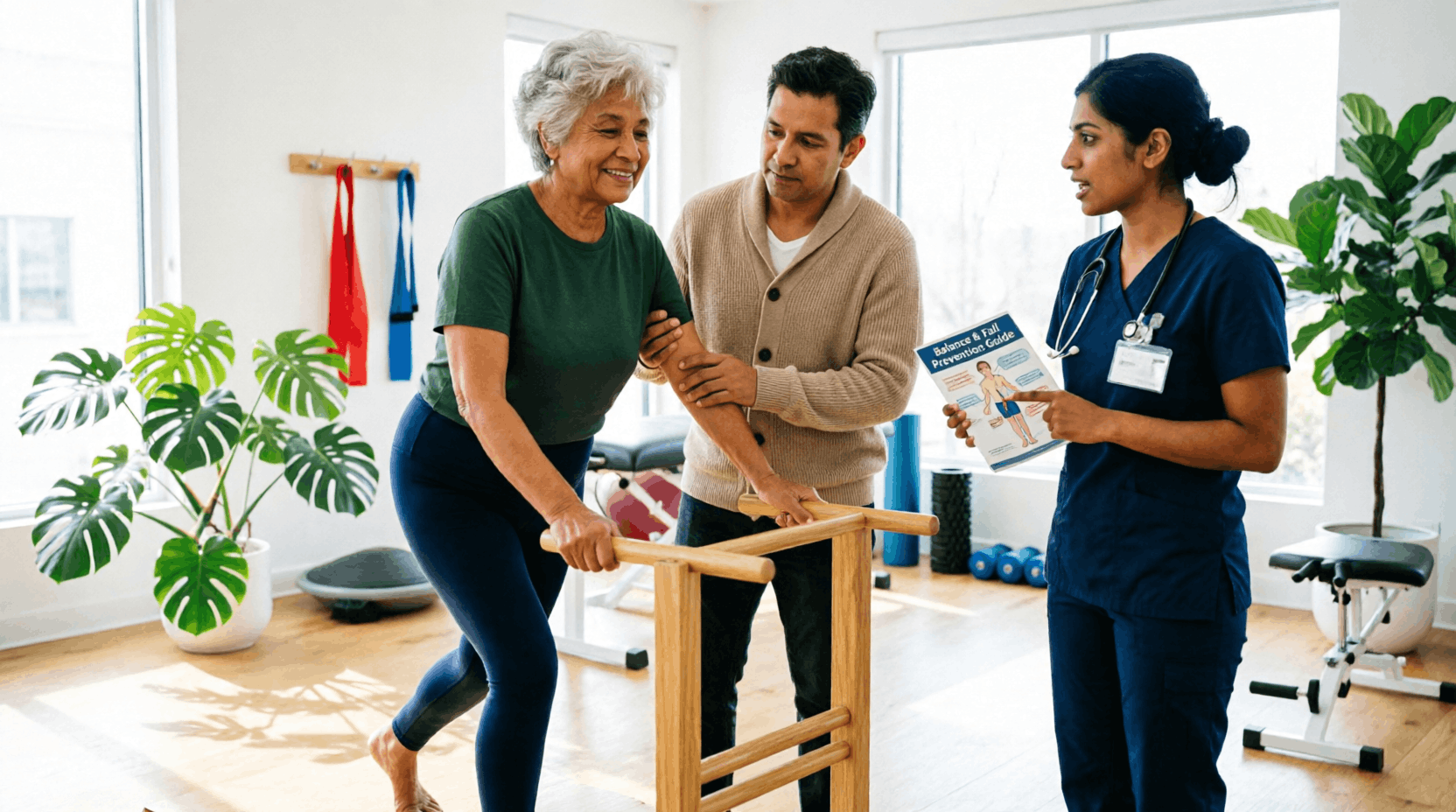 Supportive caregiver helping patient